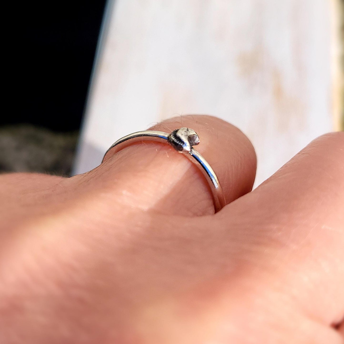 Sterling Silver Moon Ring, Delicate Stacking Ring, Dainty Symbolic Jewellery