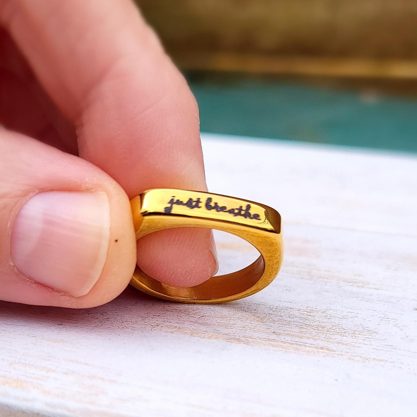 Personalised Ring, Golden Signet Ring, Engraved Pinky Ring