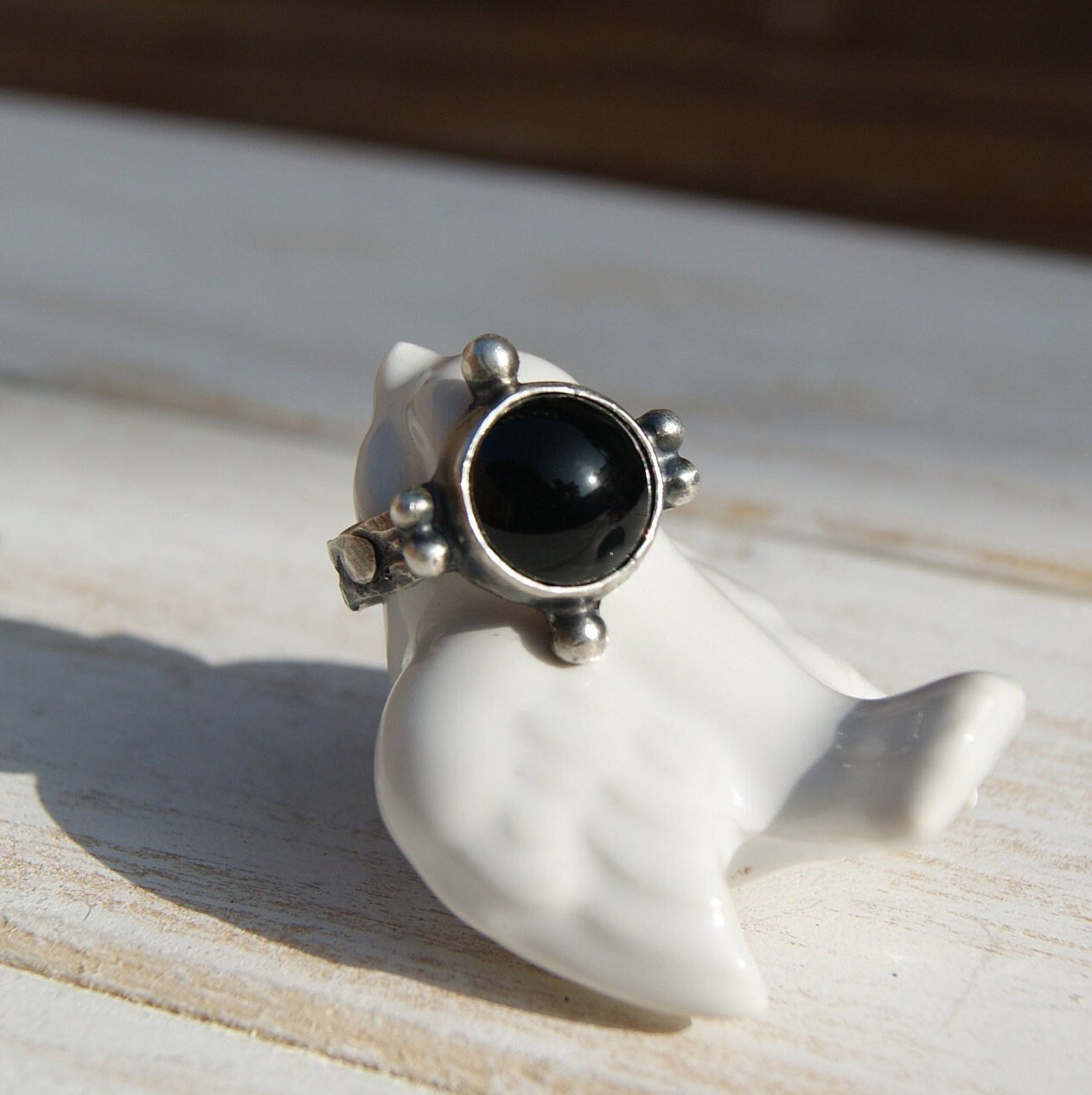 Black Onyx Ring, Boho Rustic Rings