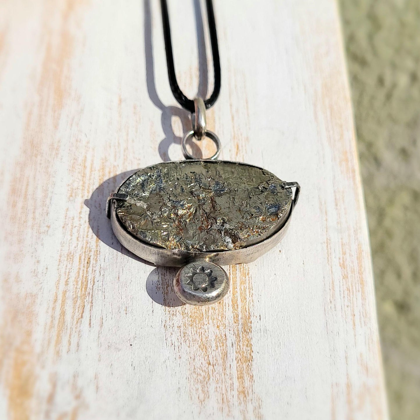 Raw Druzy Pyrite Necklace, One of a Kind Pendant,