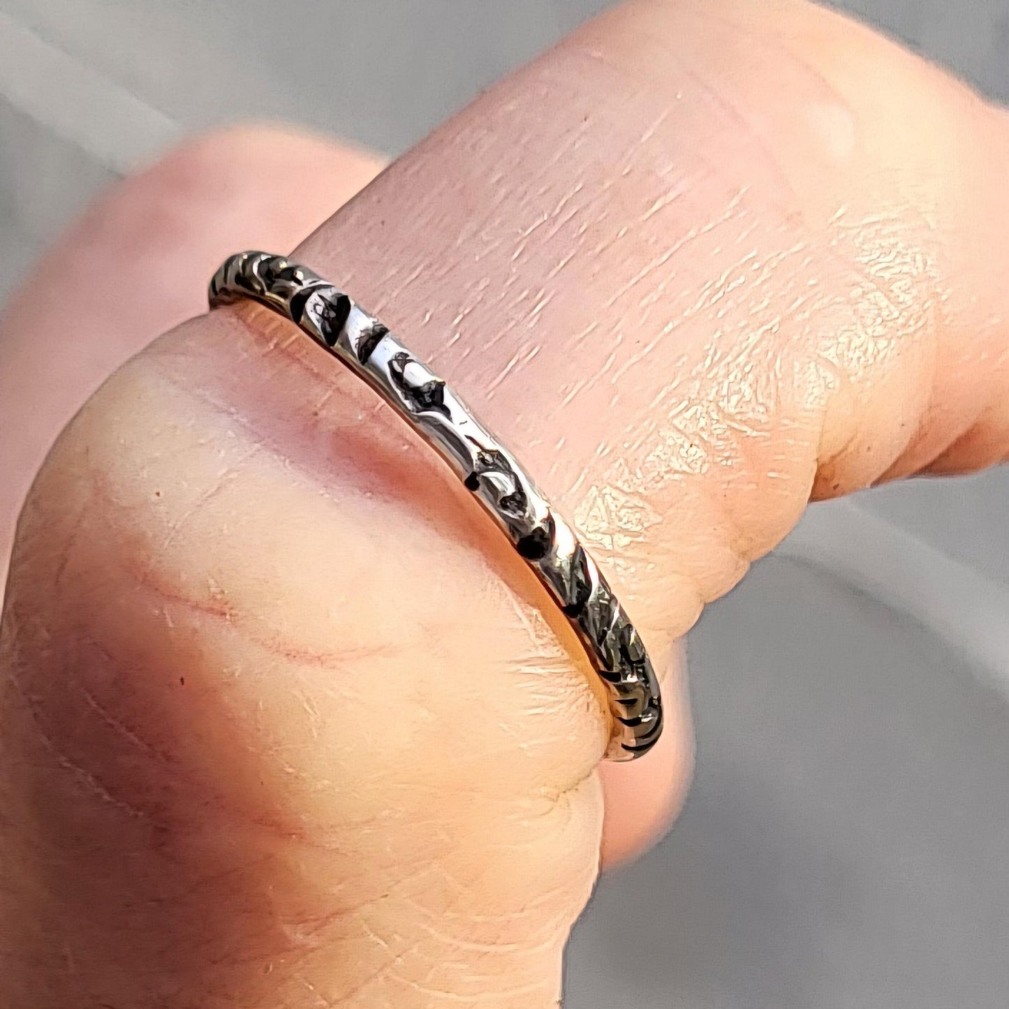 Sterling Silver Stacking Ring, Thin Silver Ring, Hammered Jewellery