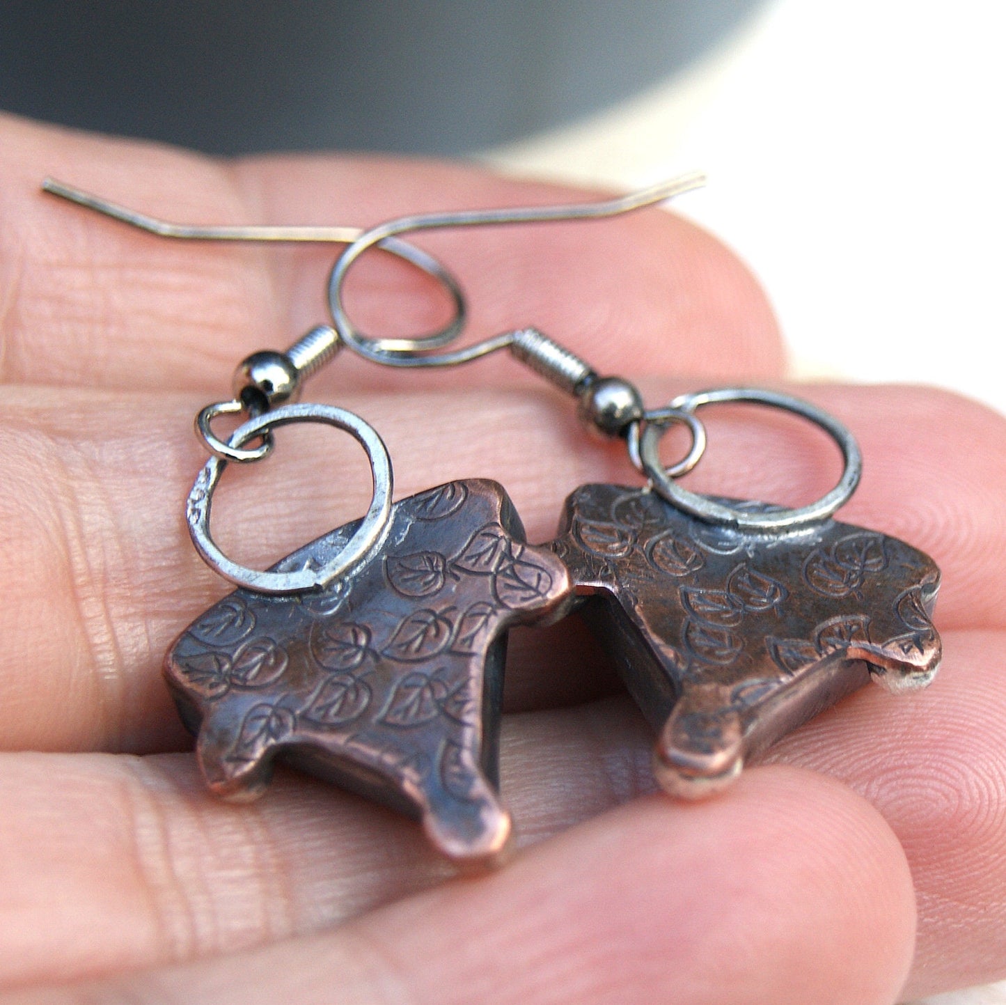 Sodalite Dangle Earrings, Blue Drop Earrings, Silver and Copper Jewellery