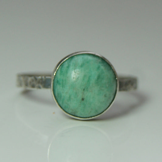 Russian Amazonite Ring, Green Stone Ring, Sterling Silver Ring, Natural Gemstone Jewellery