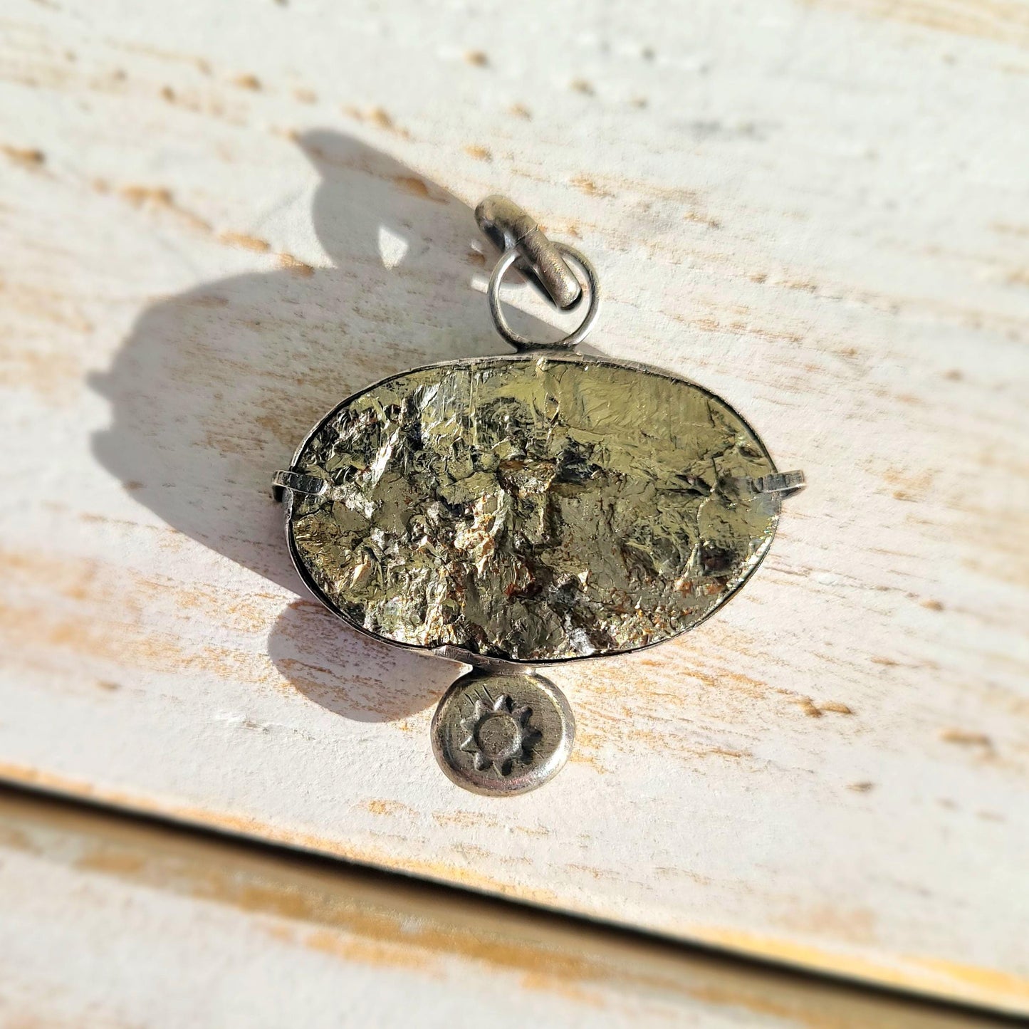 Raw Druzy Pyrite Necklace, One of a Kind Pendant,