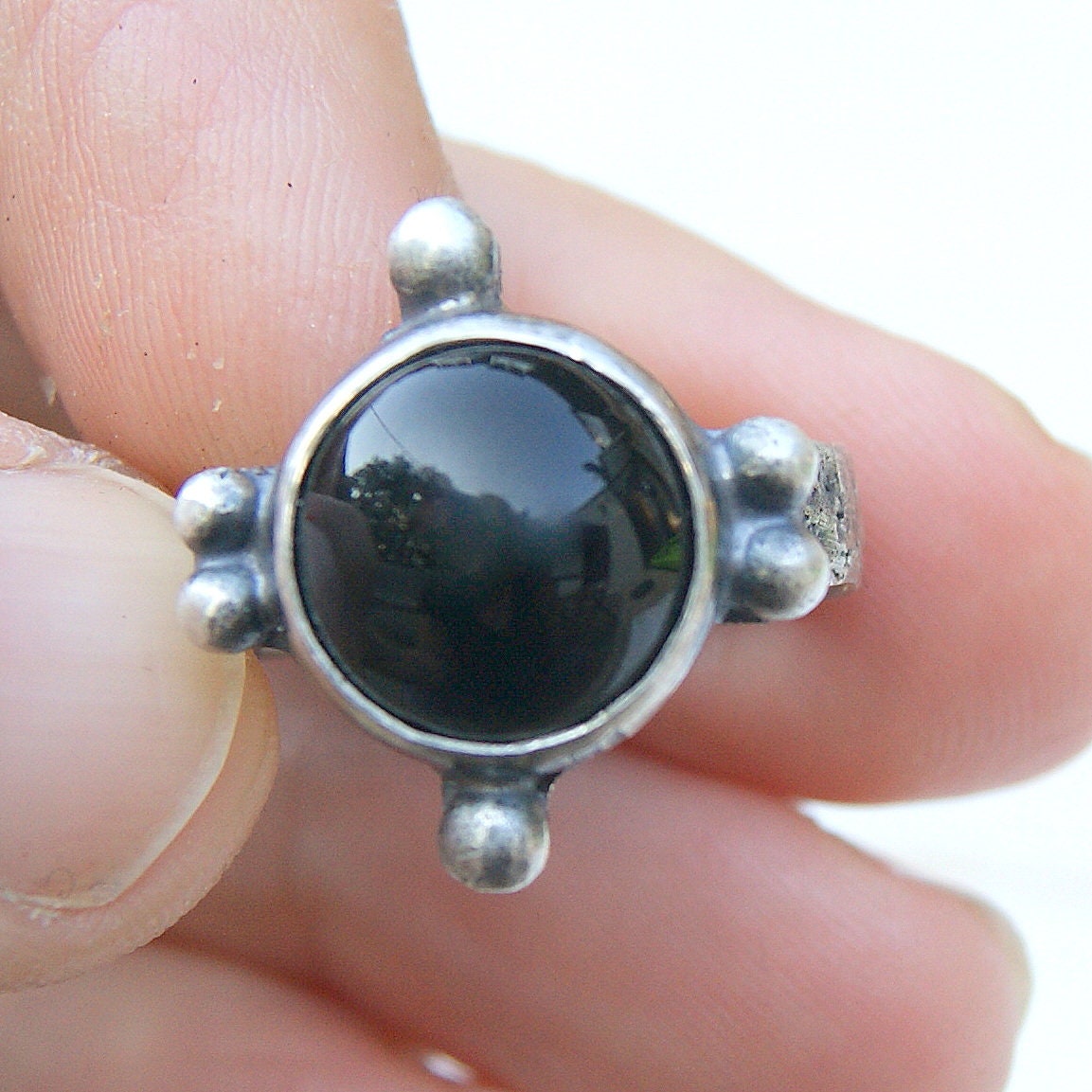 Black Onyx Ring, Boho Rustic Rings