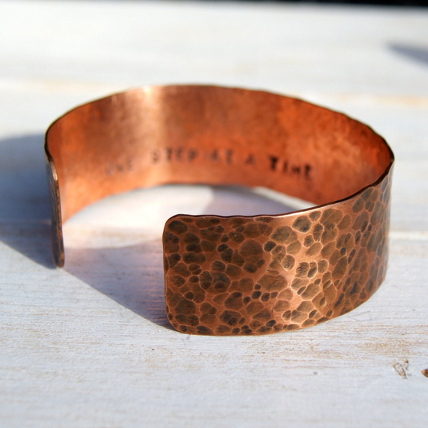 Copper Engraved Bracelet, Hidden Message Bracelet, One Step At A Time