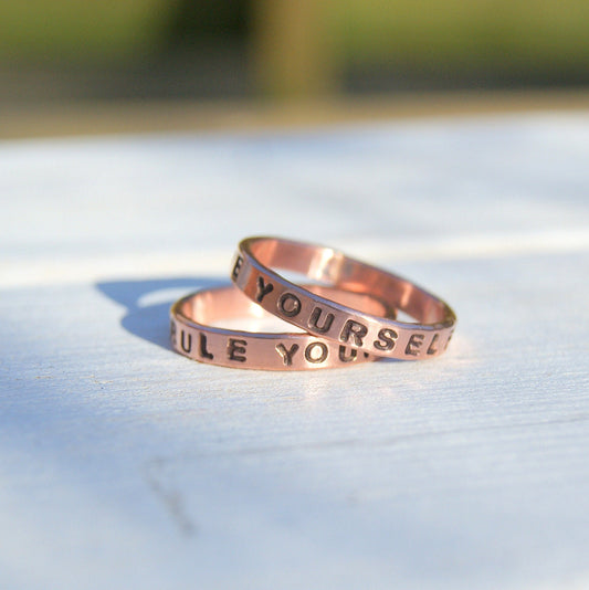 Pure Copper Personalised Ring, Hand Stamped Jewellery, Copper Jewellery