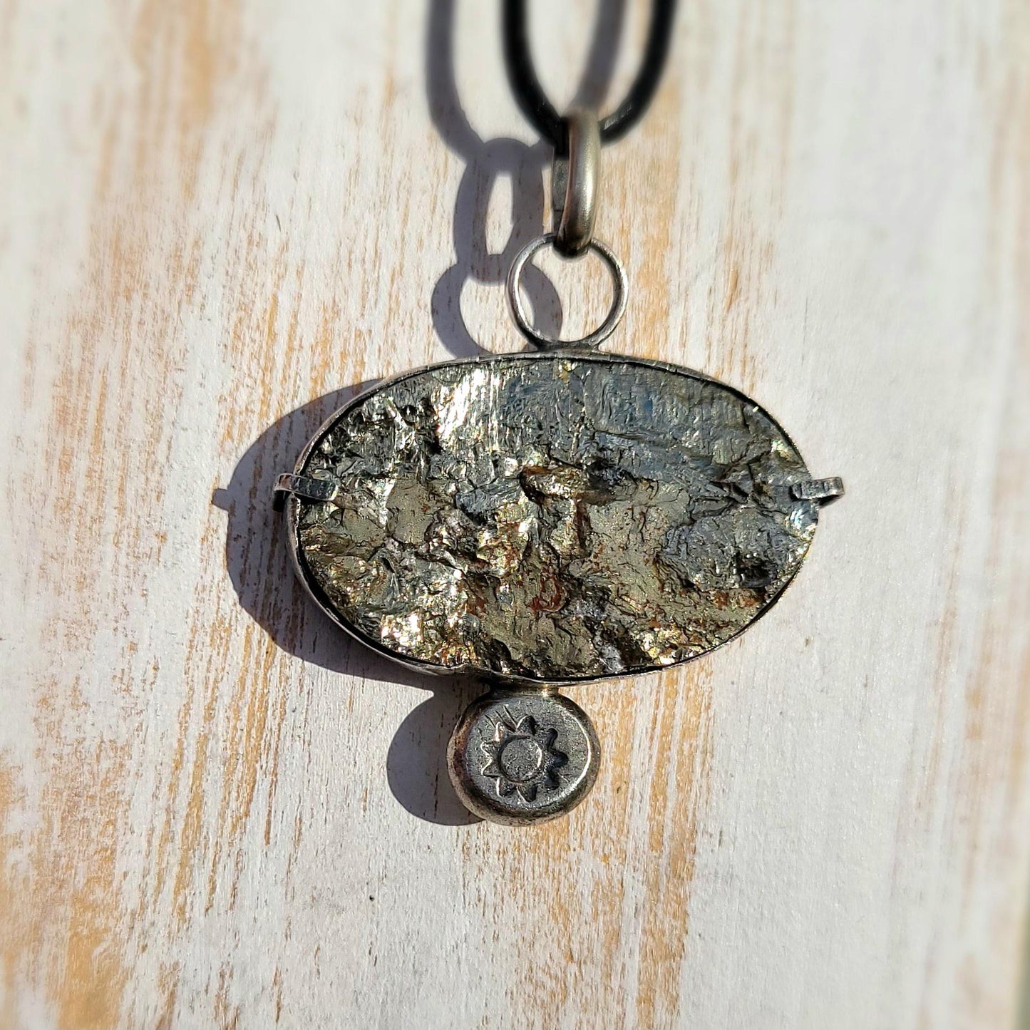 Raw Druzy Pyrite Necklace, One of a Kind Pendant,