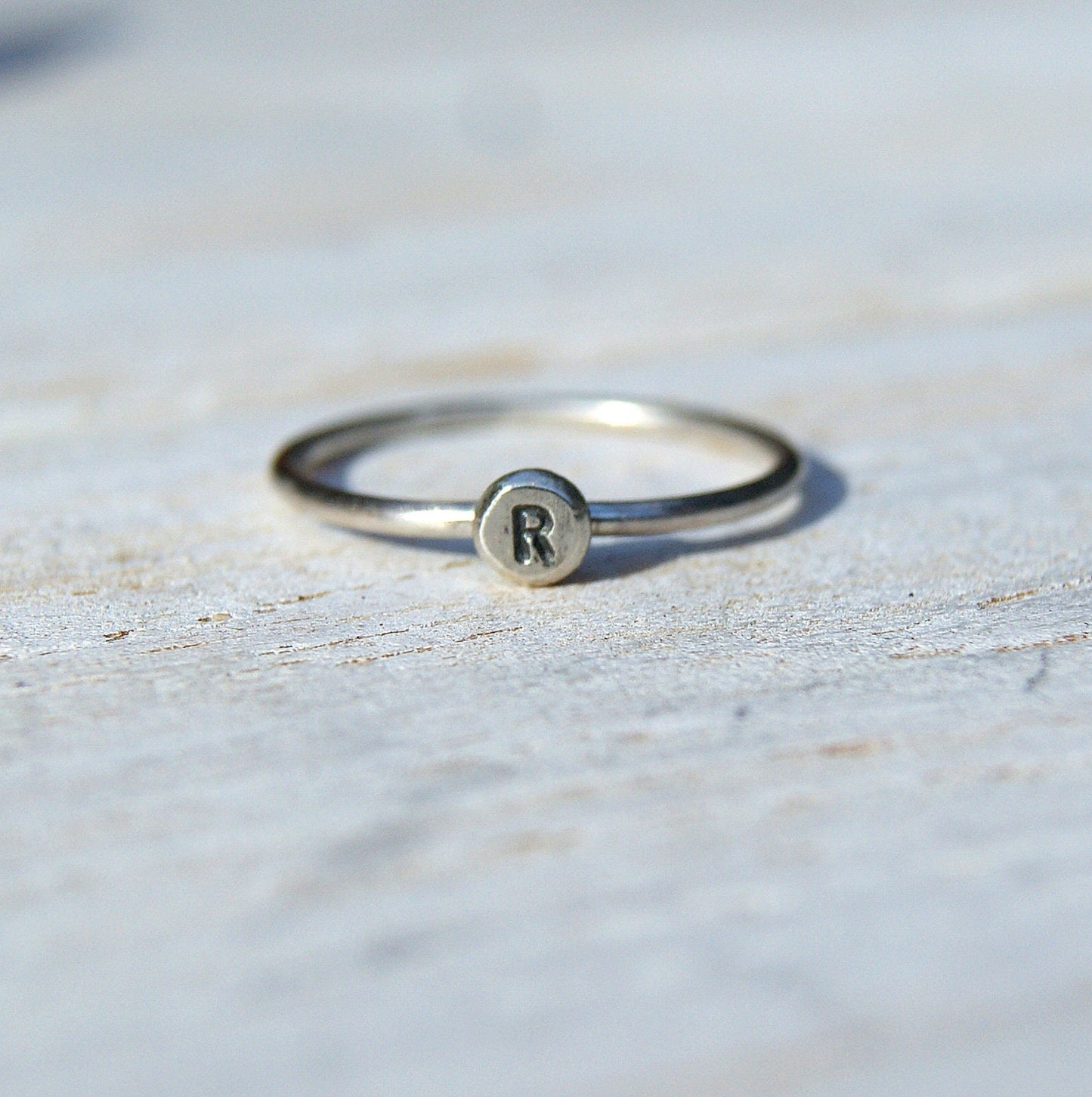 Bridesmaid Gifts, Sterling Silver Ring, Engraved Stacking Ring, Personalised Jewellery, Tiny Pebble Ring