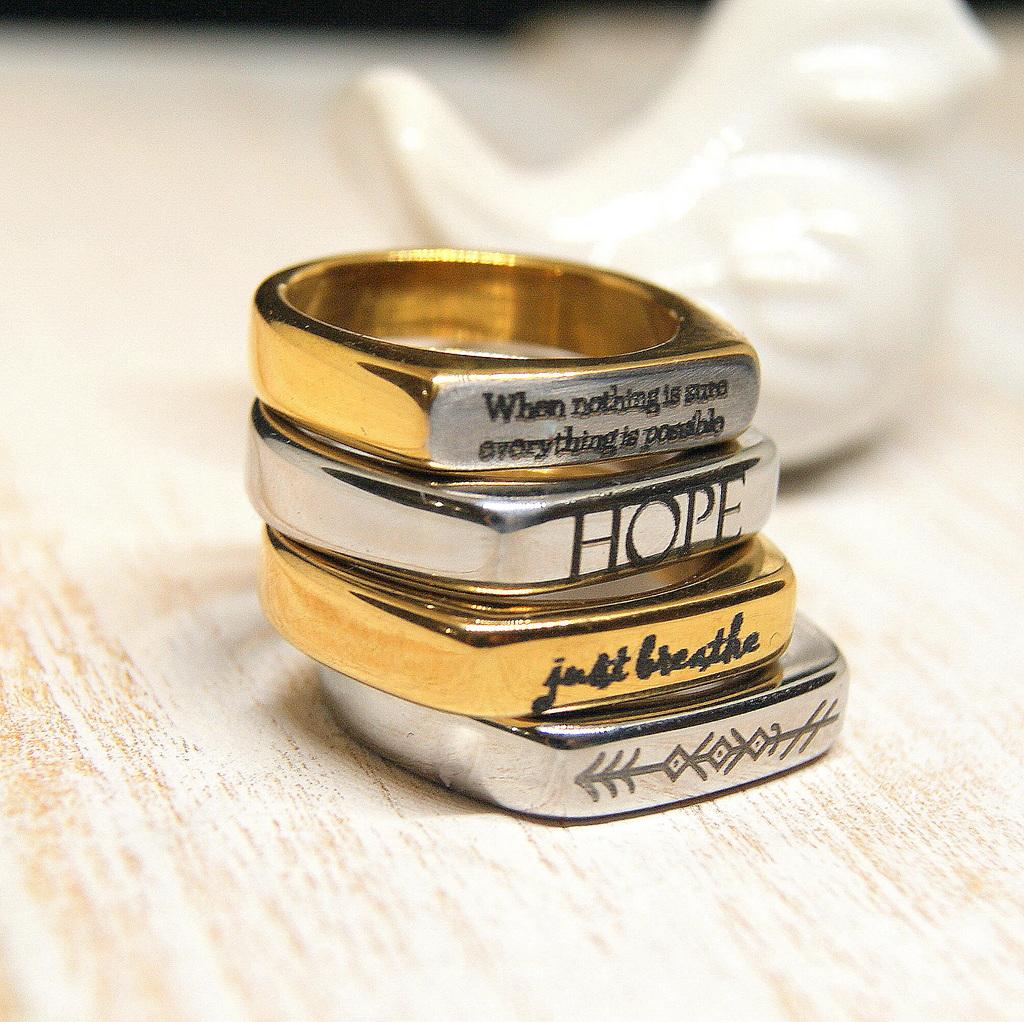 Personalised Ring, Stainless Steel Signet Ring, Engraved Pinky Ring