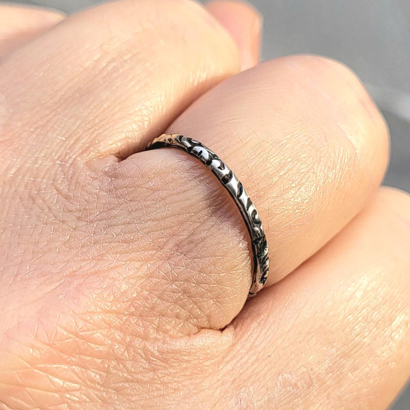 Sterling Silver Stacking Ring, Thin Silver Ring, Hammered Jewellery