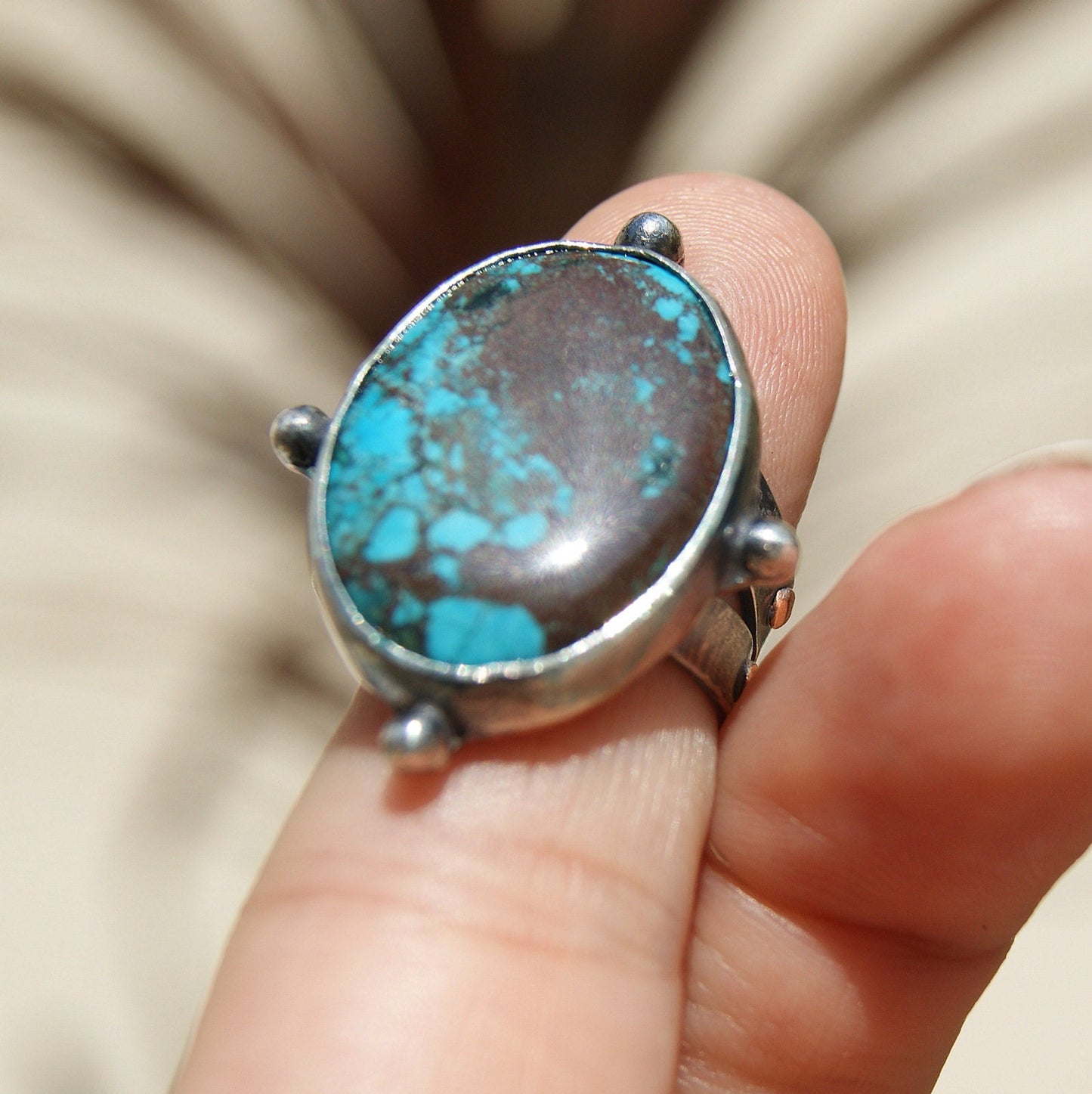 Turquoise Rustic Ring, December Birthstone Ring, Large Rings