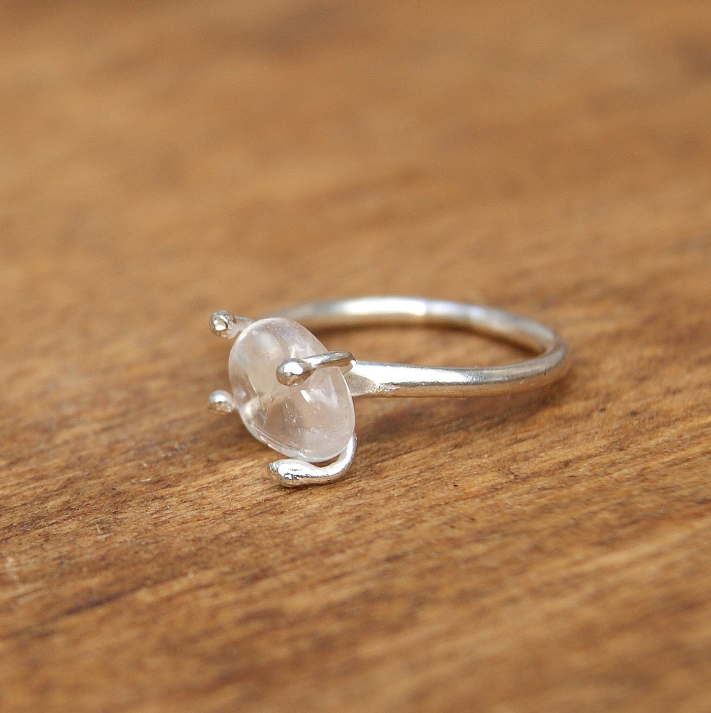 Crystal Quartz Ring, Delicate Stacking Ring, Sterling Silver Pinky Ring