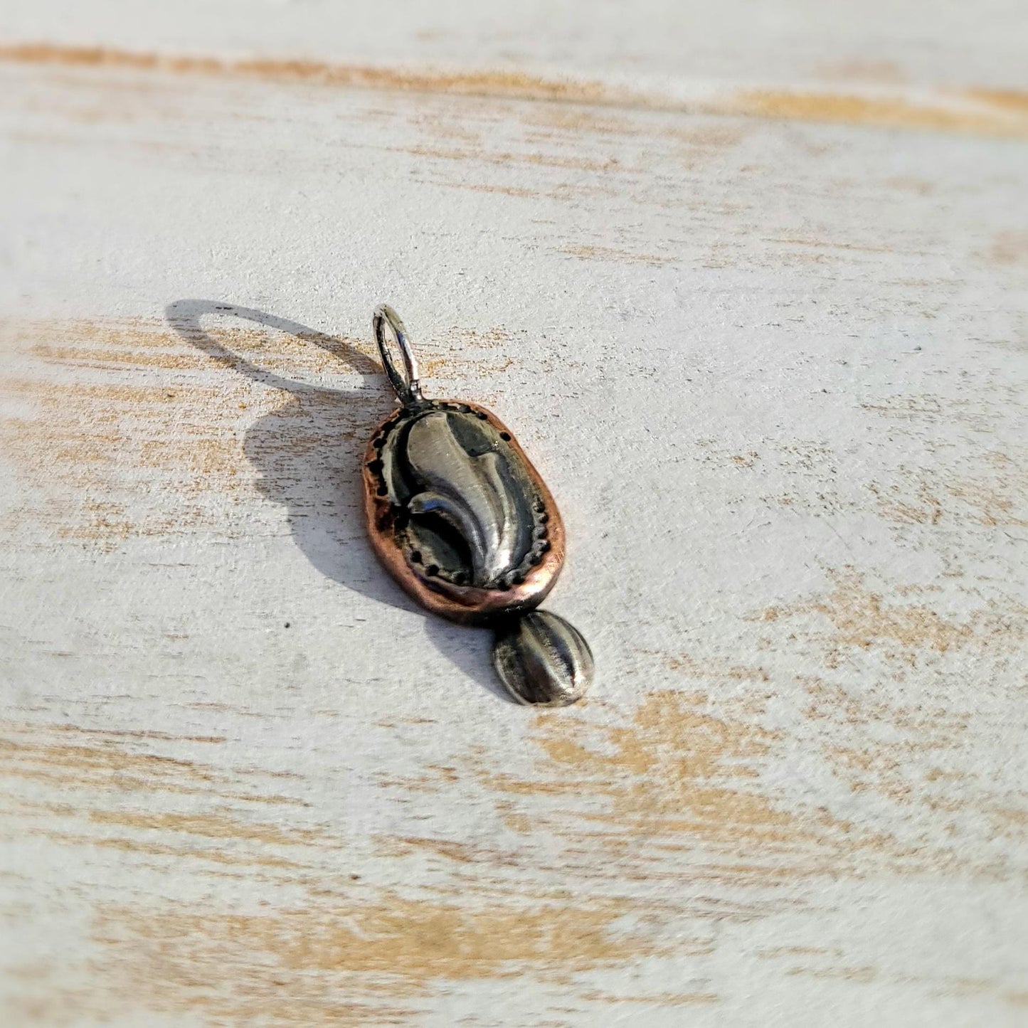 Silver and Copper Floral Pendant