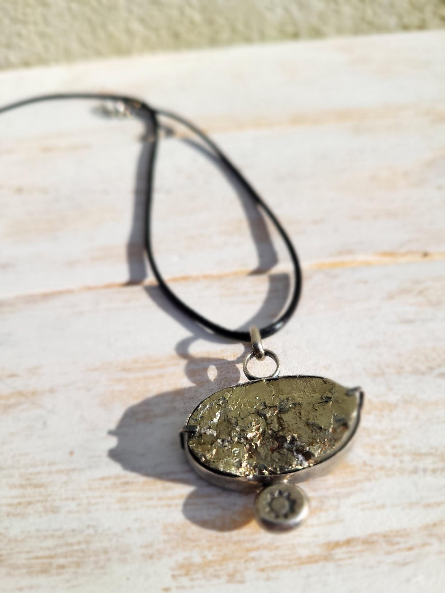 Raw Druzy Pyrite Necklace, One of a Kind Pendant,