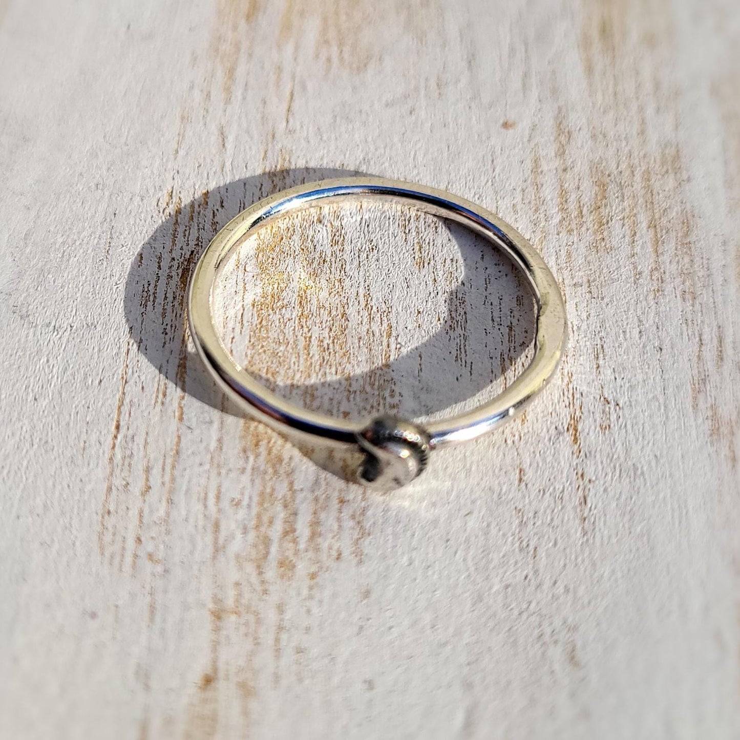 Sterling Silver Moon Ring, Delicate Stacking Ring, Dainty Symbolic Jewellery