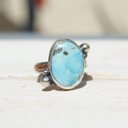 Turquoise Rustic Ring, December Birthstone Ring, Large Gypsy Rings