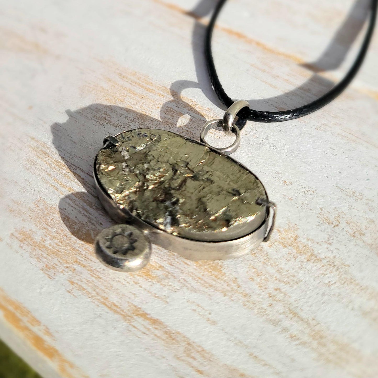 Raw Druzy Pyrite Necklace, One of a Kind Pendant,