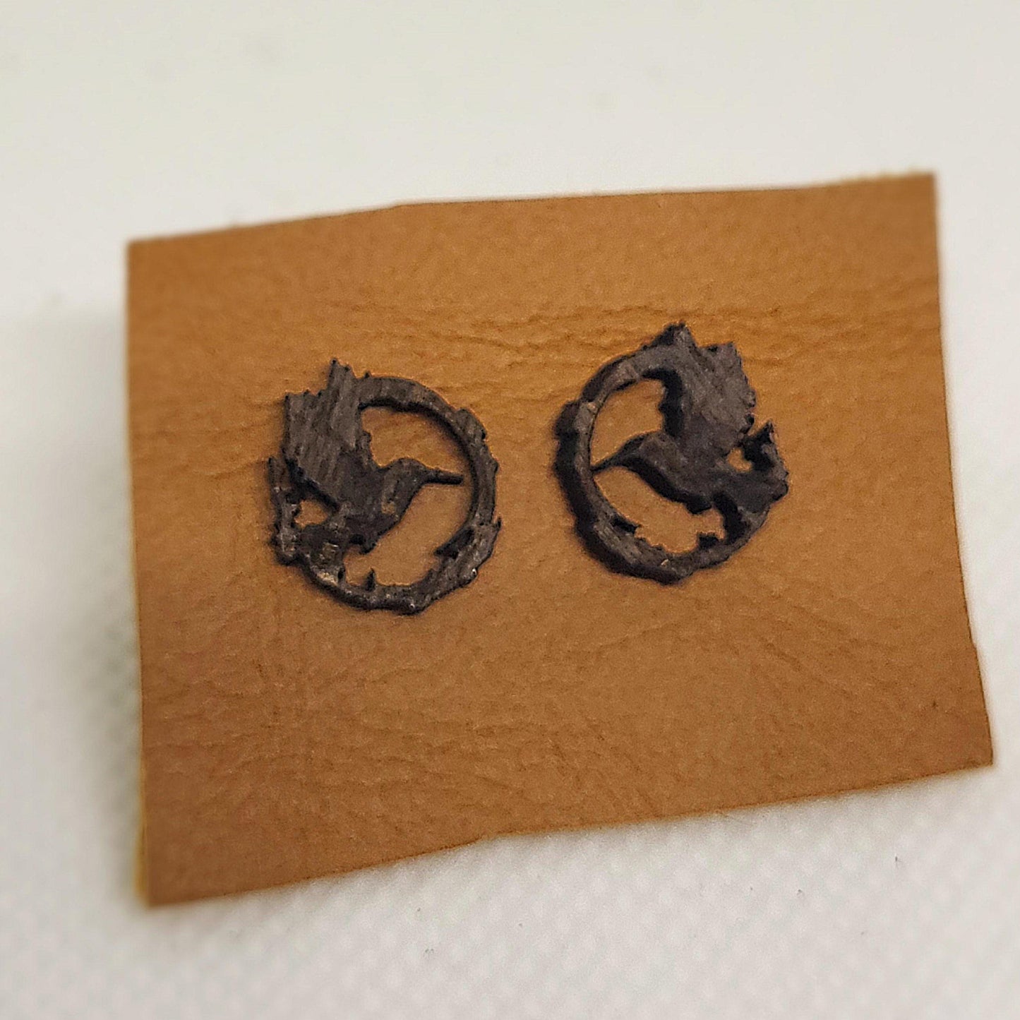 Hummingbird Boho Earrings, Wooden Stud Earrings, Laser Engraved Earrings