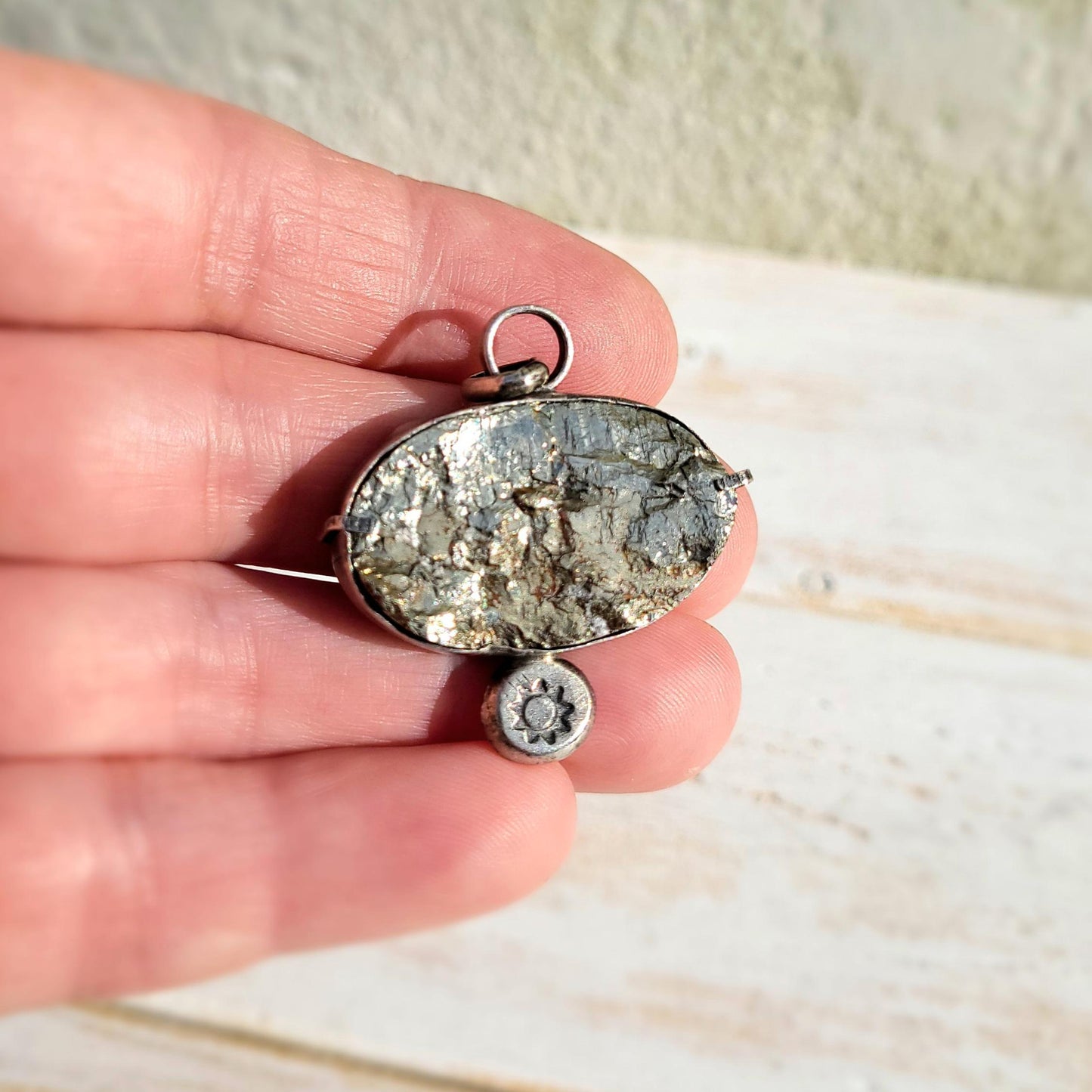 Raw Druzy Pyrite Necklace, One of a Kind Pendant,