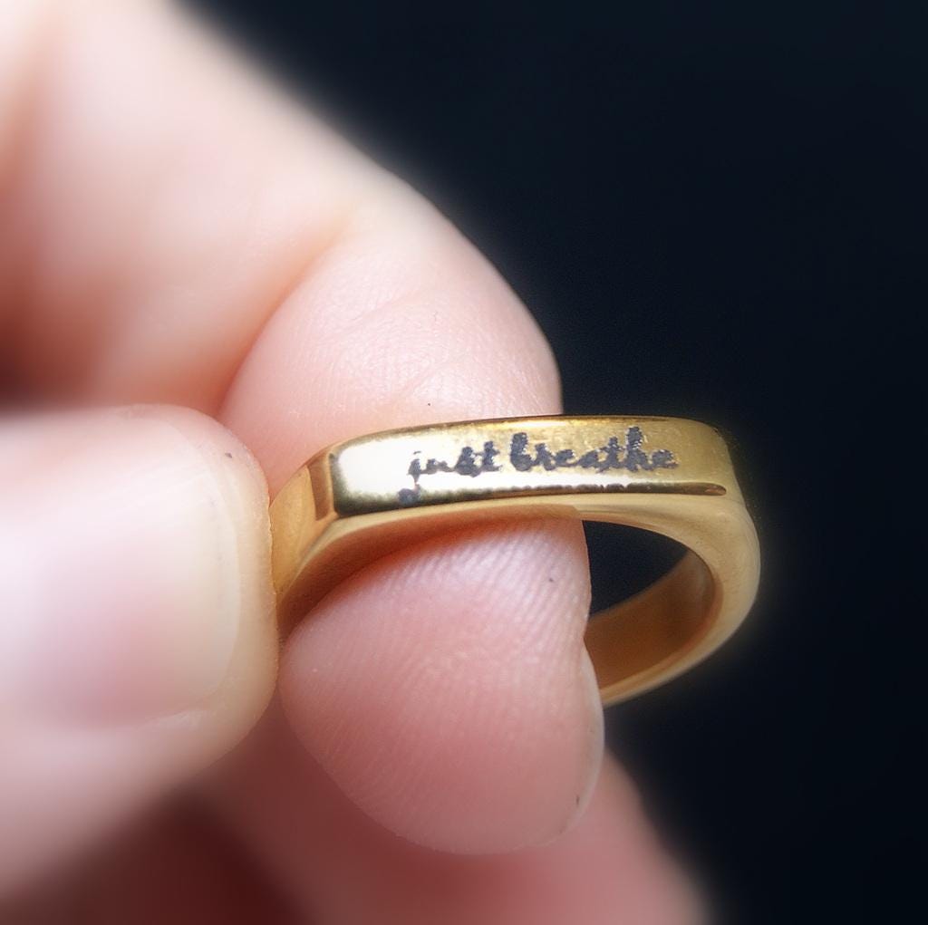 Personalised Ring, Golden Signet Ring, Engraved Pinky Ring