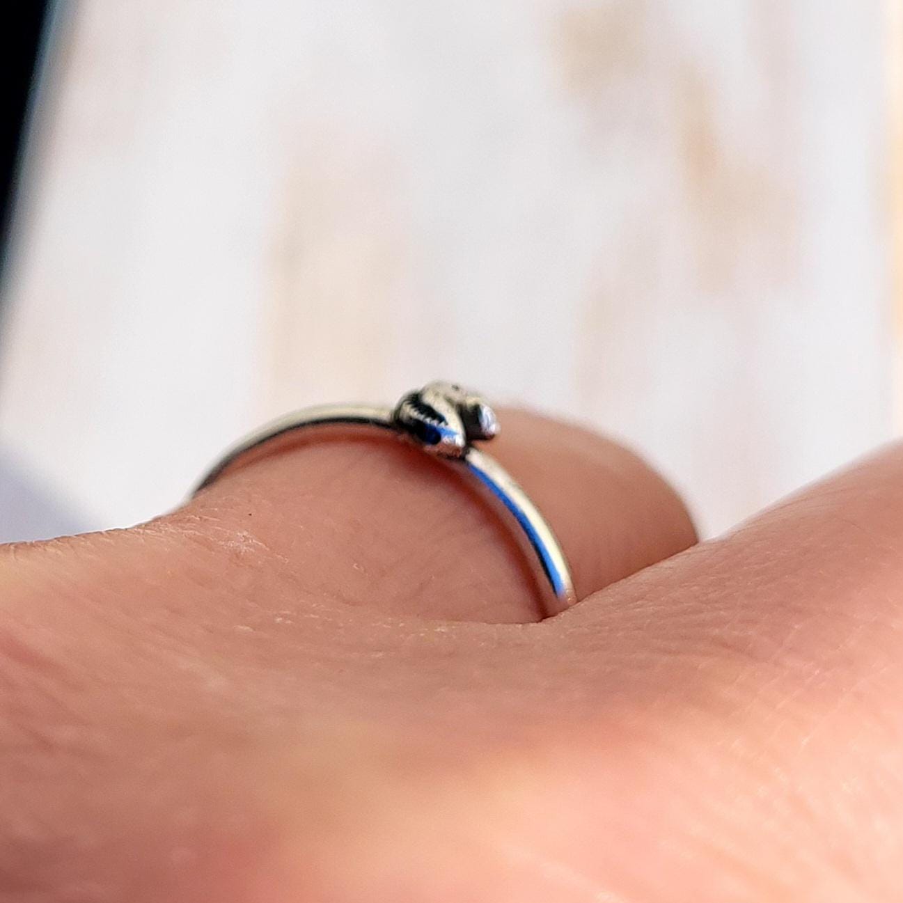 Sterling Silver Moon Ring, Delicate Stacking Ring, Dainty Symbolic Jewellery