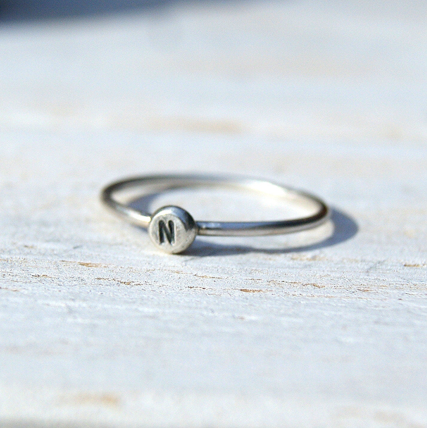 Bridesmaid Gifts, Sterling Silver Ring, Engraved Stacking Ring, Personalised Jewellery, Tiny Pebble Ring