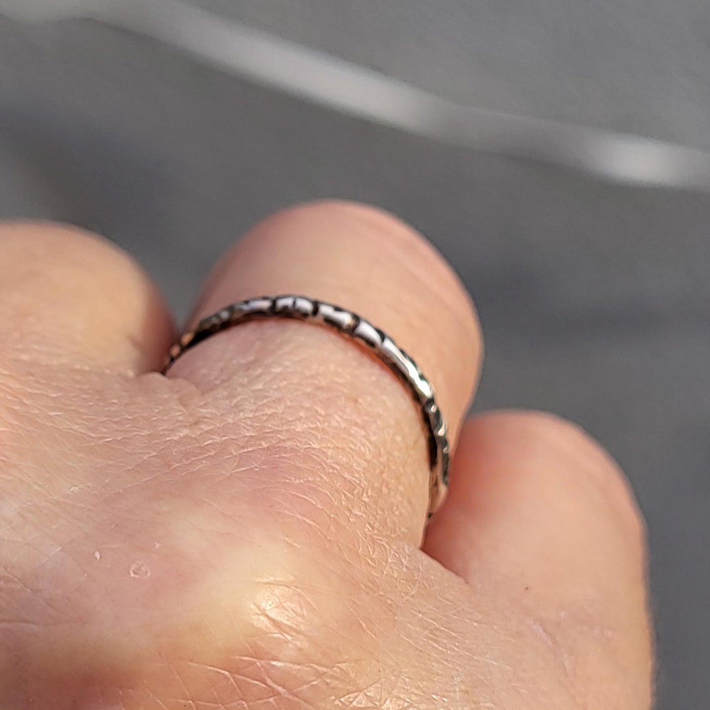 Sterling Silver Stacking Ring, Thin Silver Ring, Hammered Jewellery