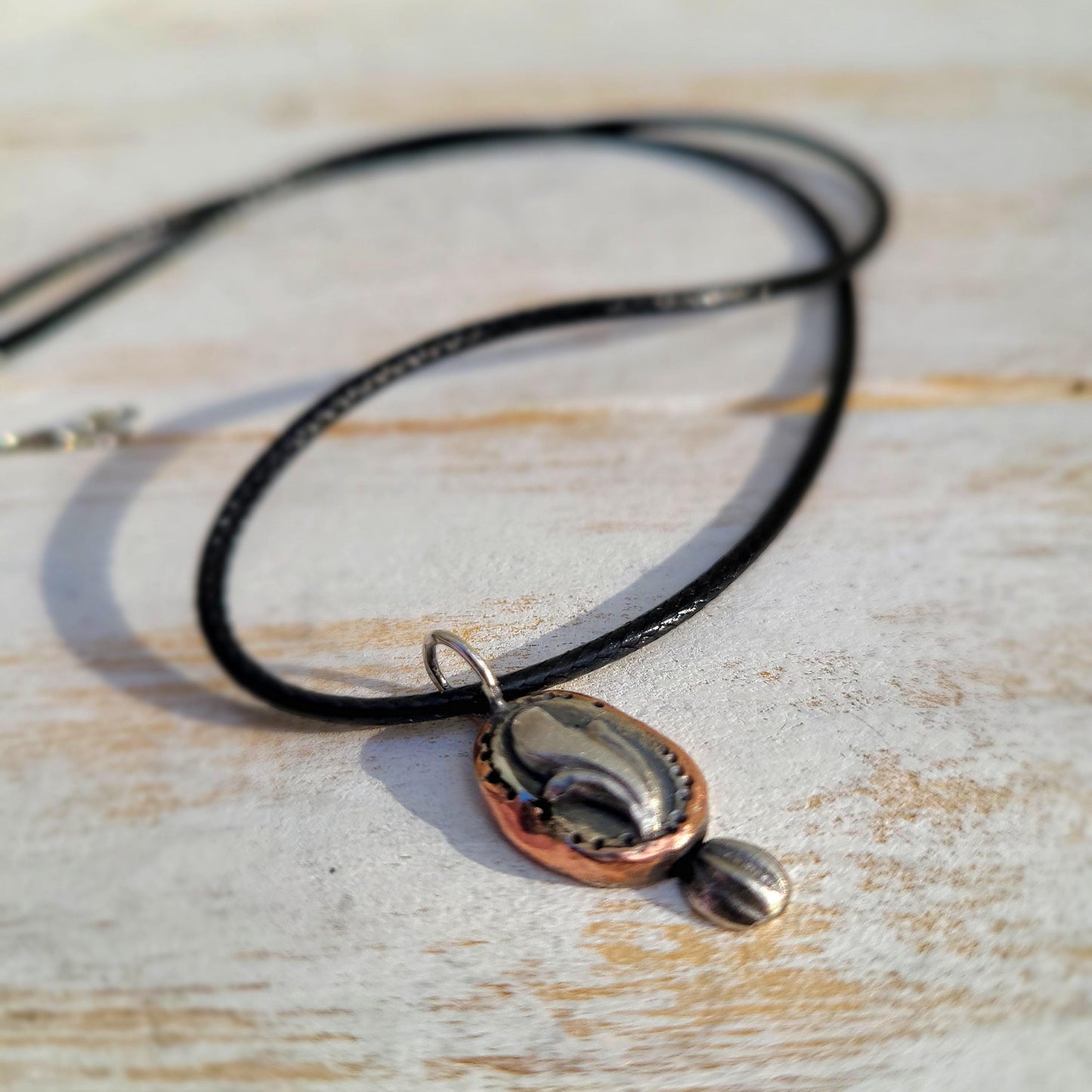 Silver and Copper Floral Pendant