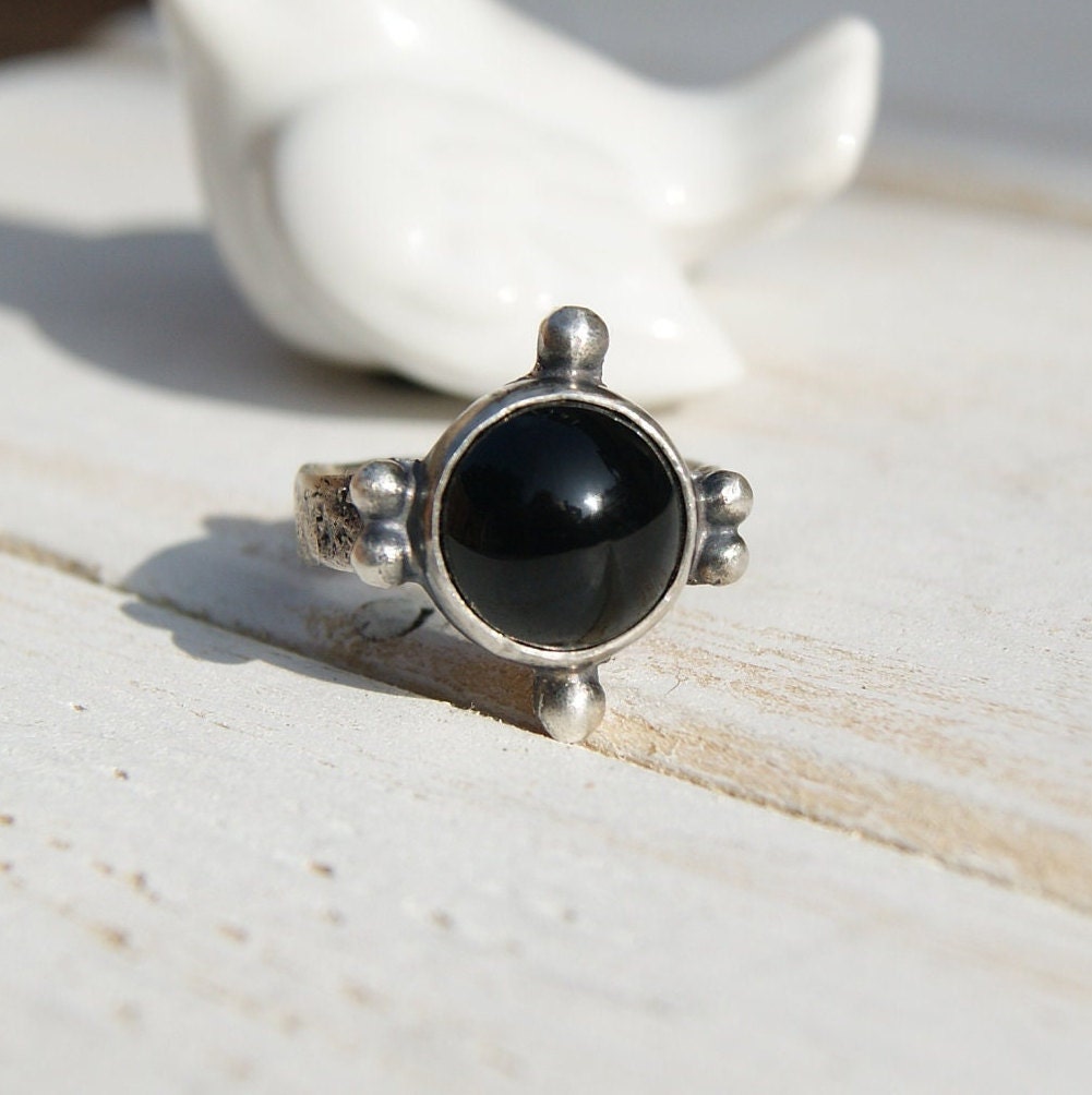 Black Onyx Ring, Boho Rustic Rings