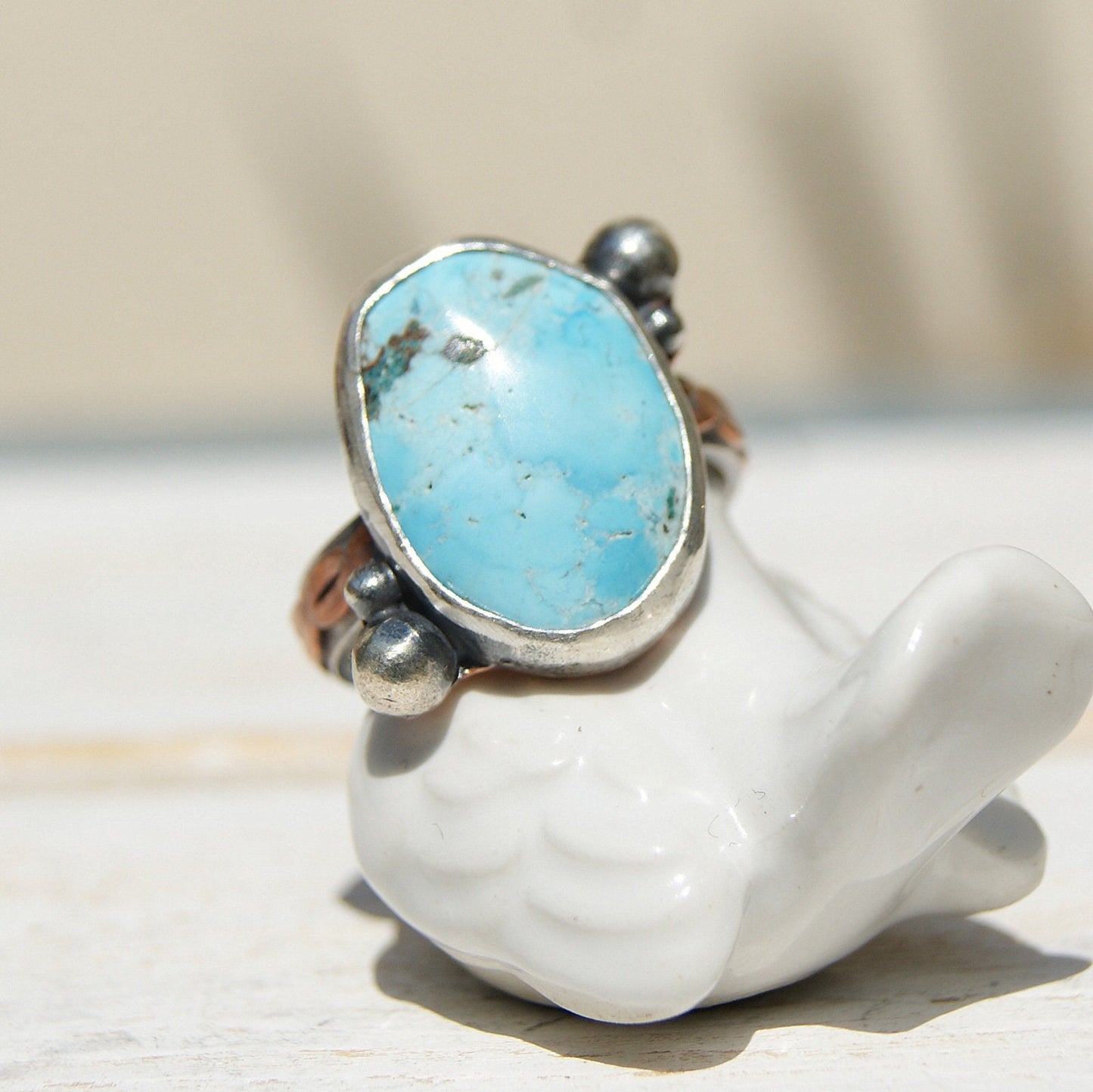 Turquoise Rustic Ring, December Birthstone Ring, Large Gypsy Rings