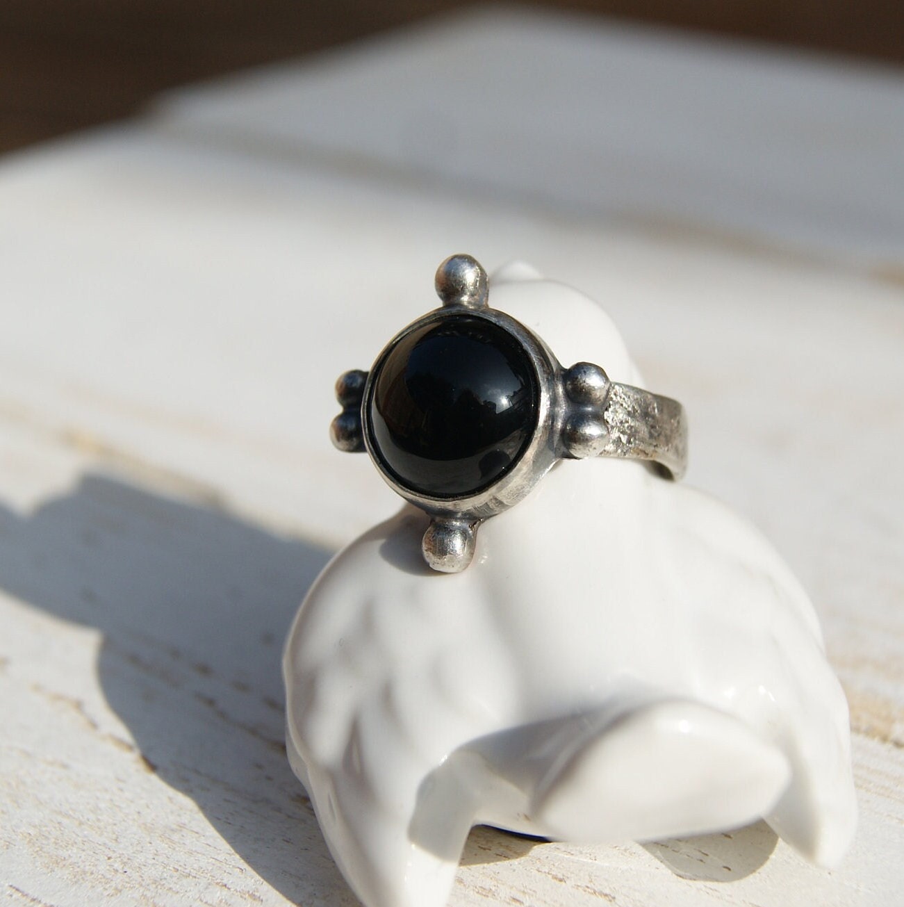 Black Onyx Ring, Boho Rustic Rings