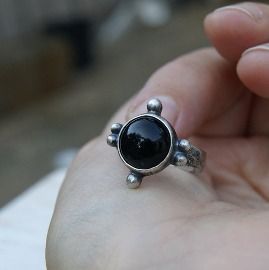 Black Onyx Ring, Boho Rustic Rings