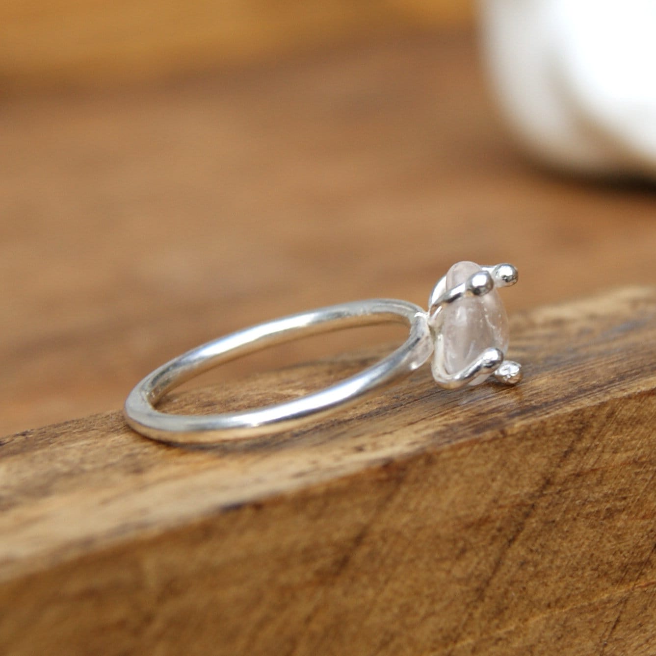 Crystal Quartz Ring, Delicate Stacking Ring, Sterling Silver Pinky Ring