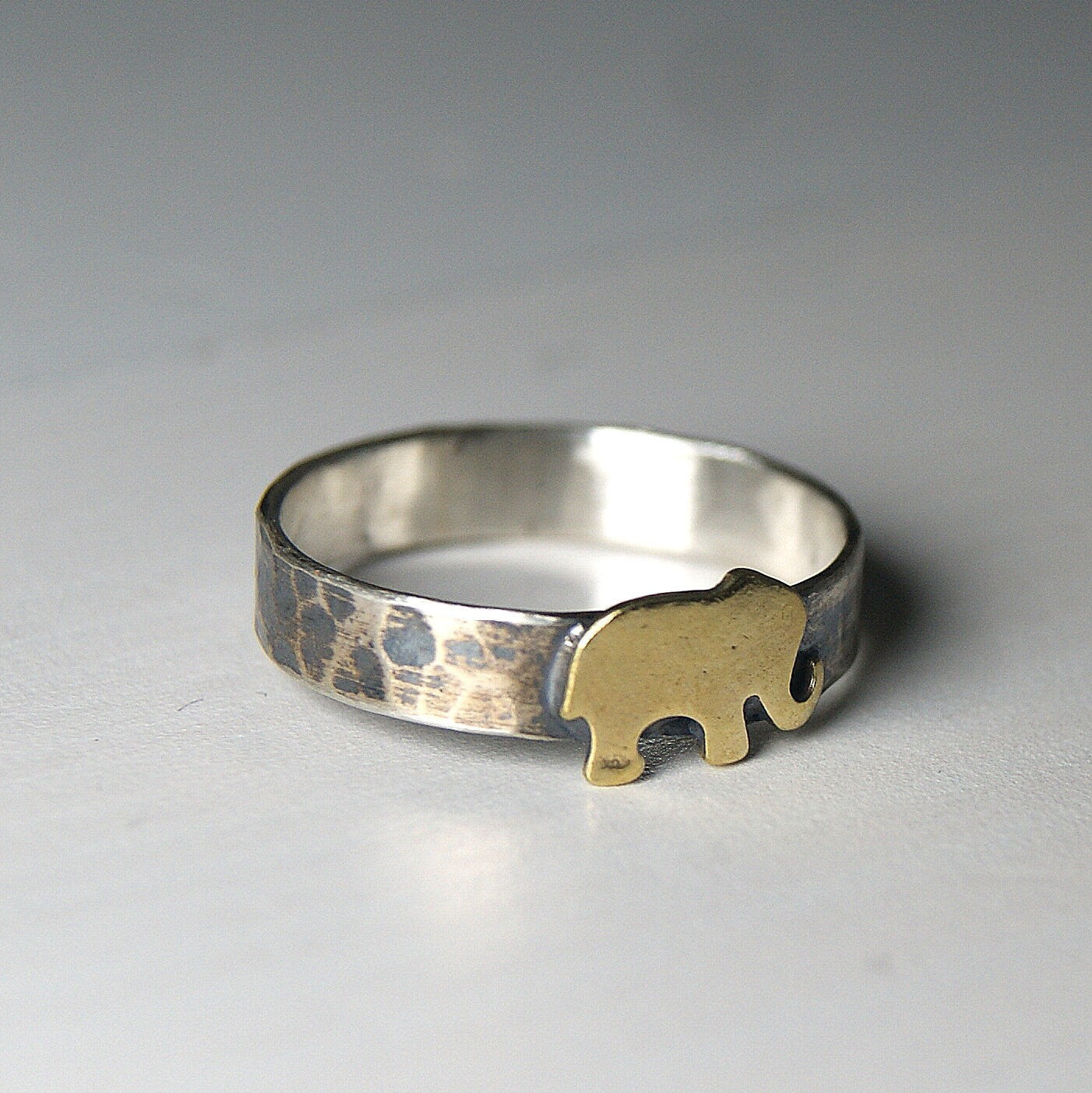 Sterling Silver Ring, Good Luck Jewellery, Brass Elephant Ring