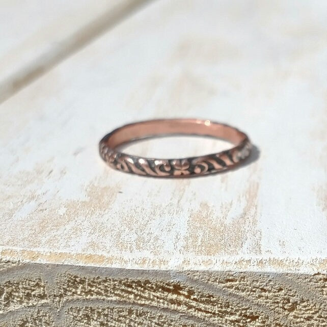 Copper Ring, Stacking Ring, Textured Ring Band, Copper Jewellery