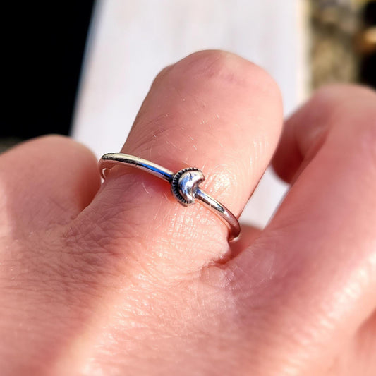 Sterling Silver Moon Ring, Delicate Stacking Ring, Dainty Symbolic Jewellery