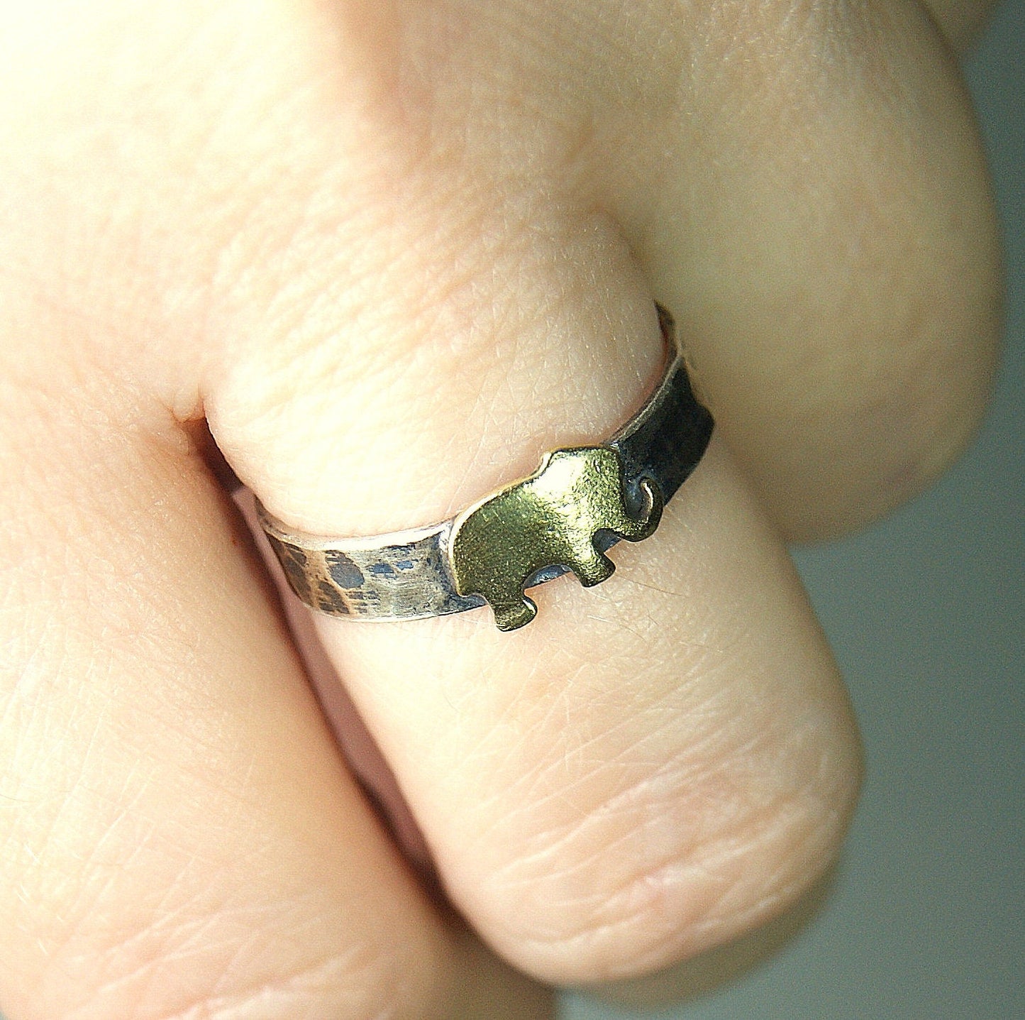 Sterling Silver Ring, Good Luck Jewellery, Brass Elephant Ring