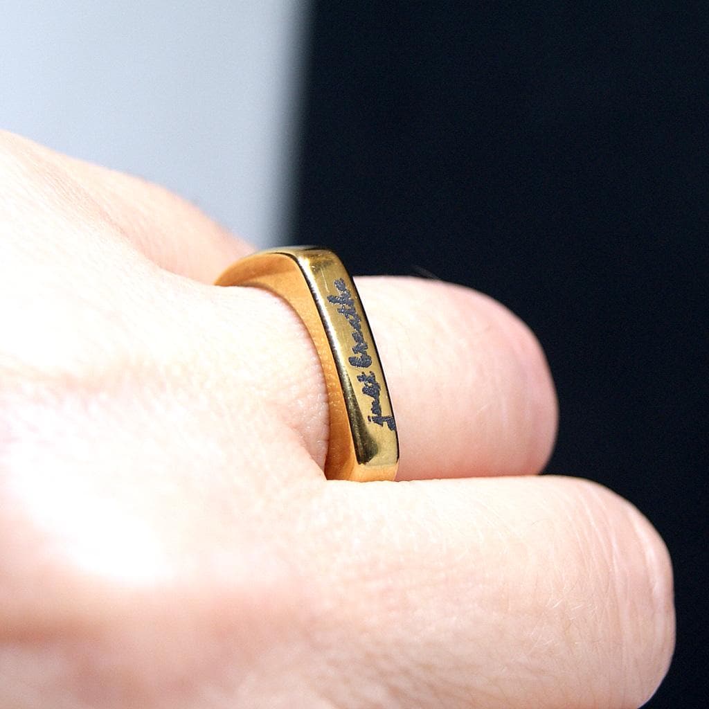 Personalised Ring, Golden Signet Ring, Engraved Pinky Ring