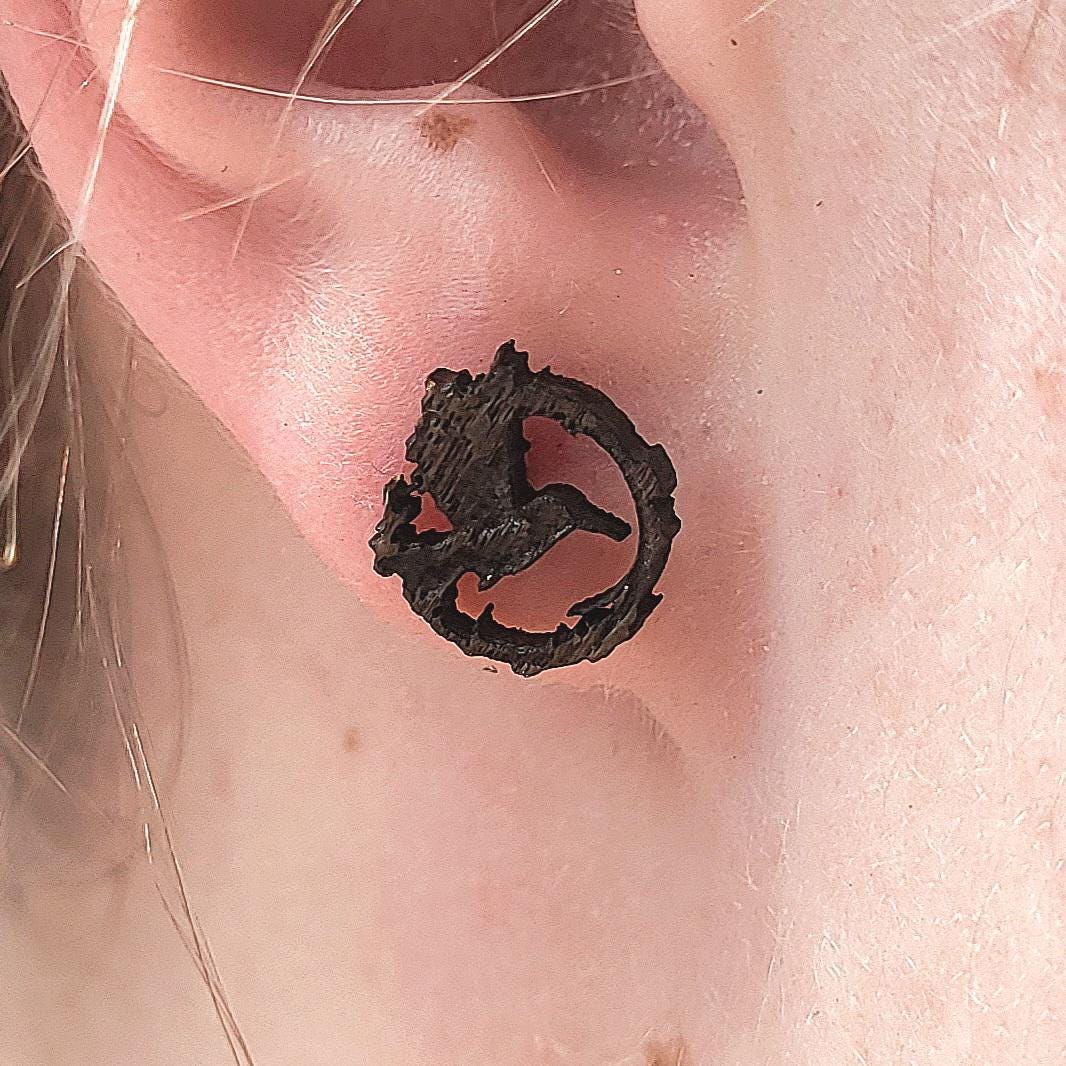 Hummingbird Boho Earrings, Wooden Stud Earrings, Laser Engraved Earrings