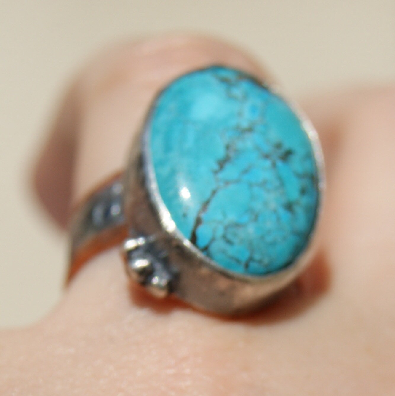 Large Turquoise Ring, Rustic Jewellery, December Birthstone, Gemstone Boho Ring