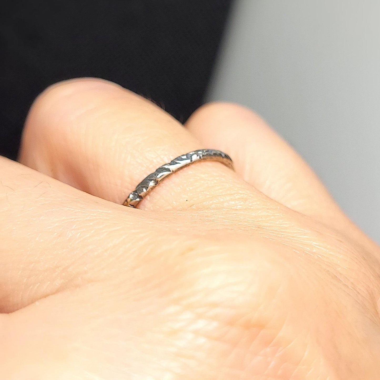 Sterling Silver Stacking Ring, Thin Silver Ring, Hammered Jewellery