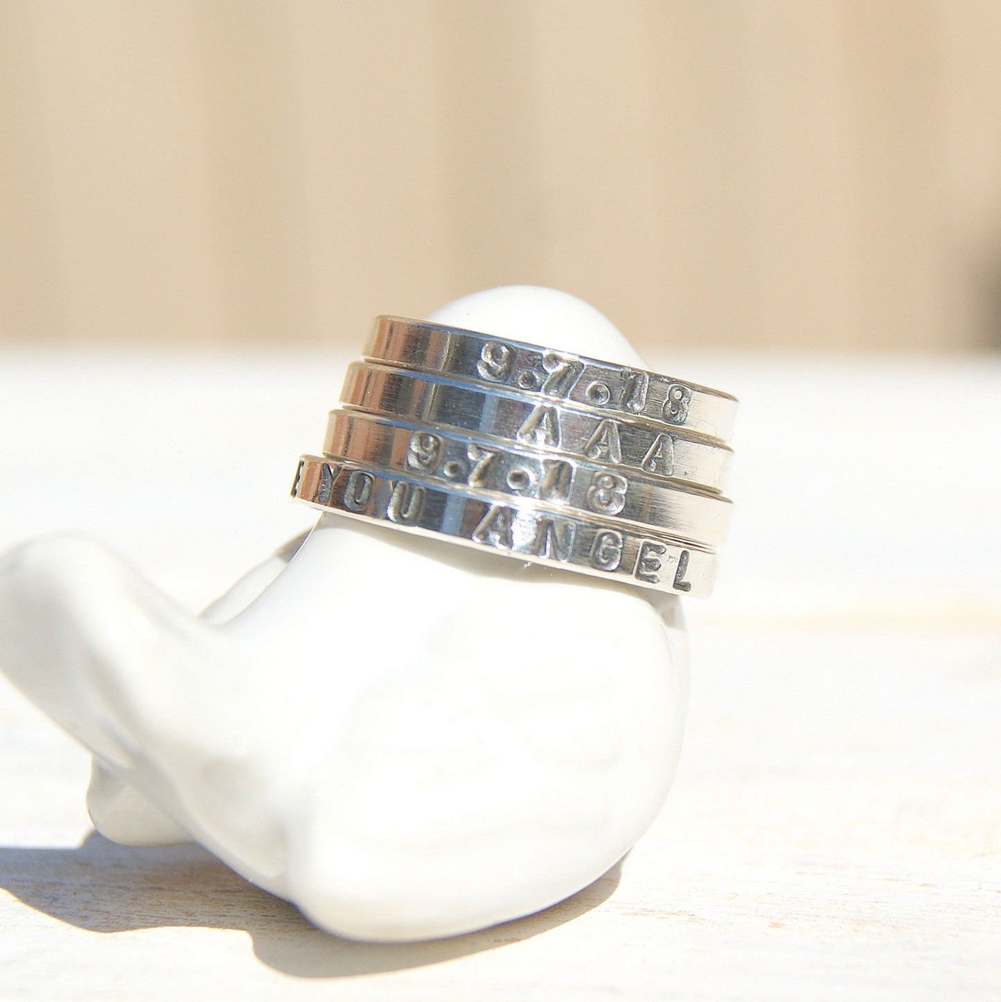 Personalised Ring, Sterling Silver Ring, Hand Stamped Name Ring, Mother's Day Gift