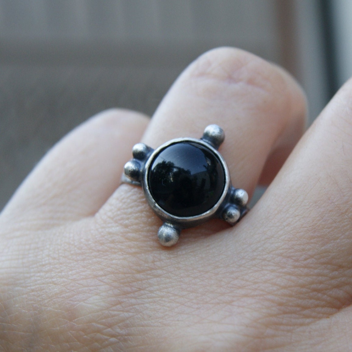 Black Onyx Ring, Boho Rustic Rings