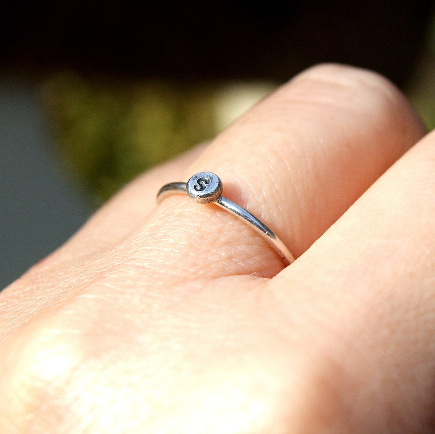 Bridesmaid Gifts, Sterling Silver Ring, Engraved Stacking Ring, Personalised Jewellery, Tiny Pebble Ring