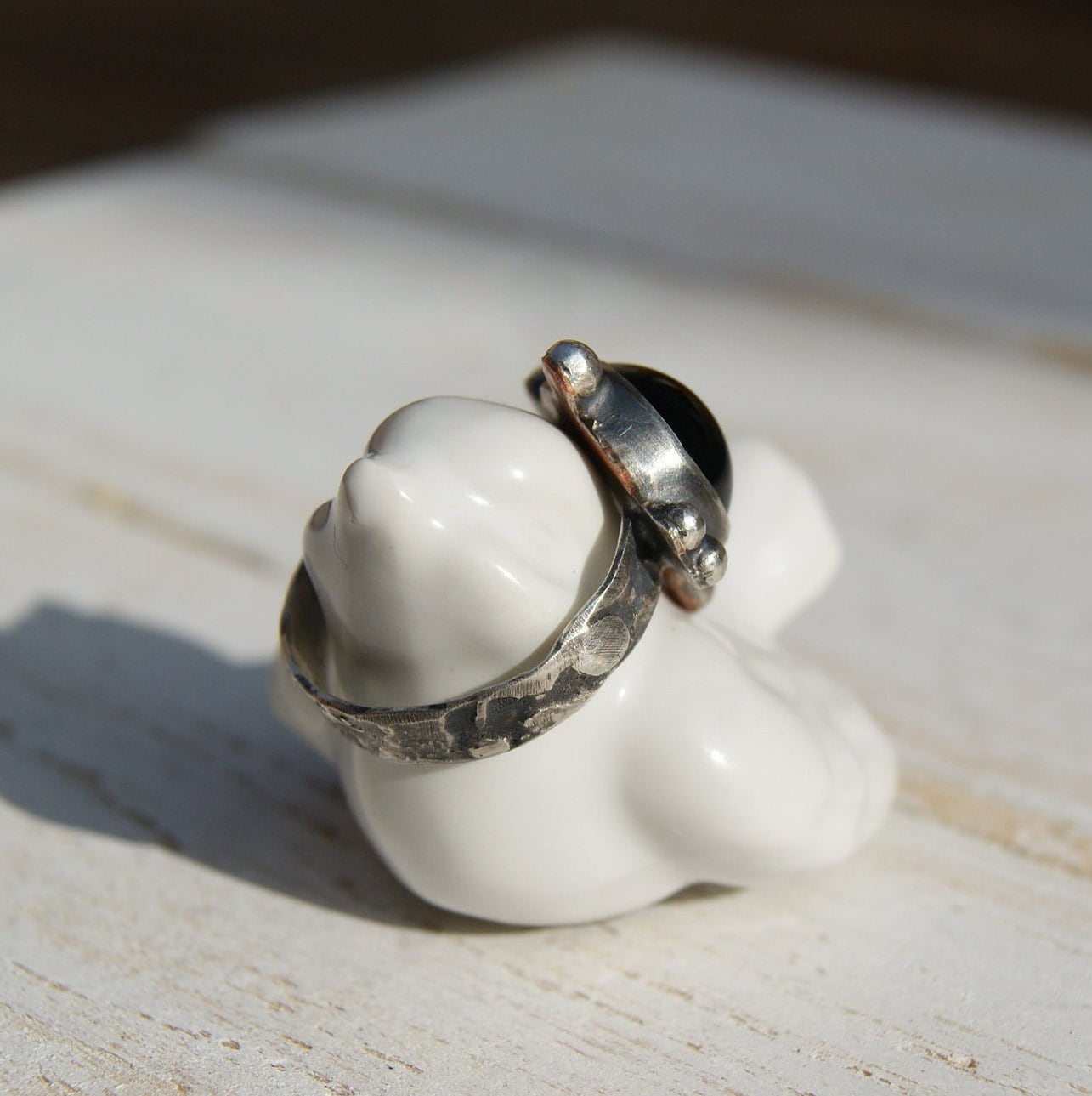 Black Onyx Ring, Boho Rustic Rings