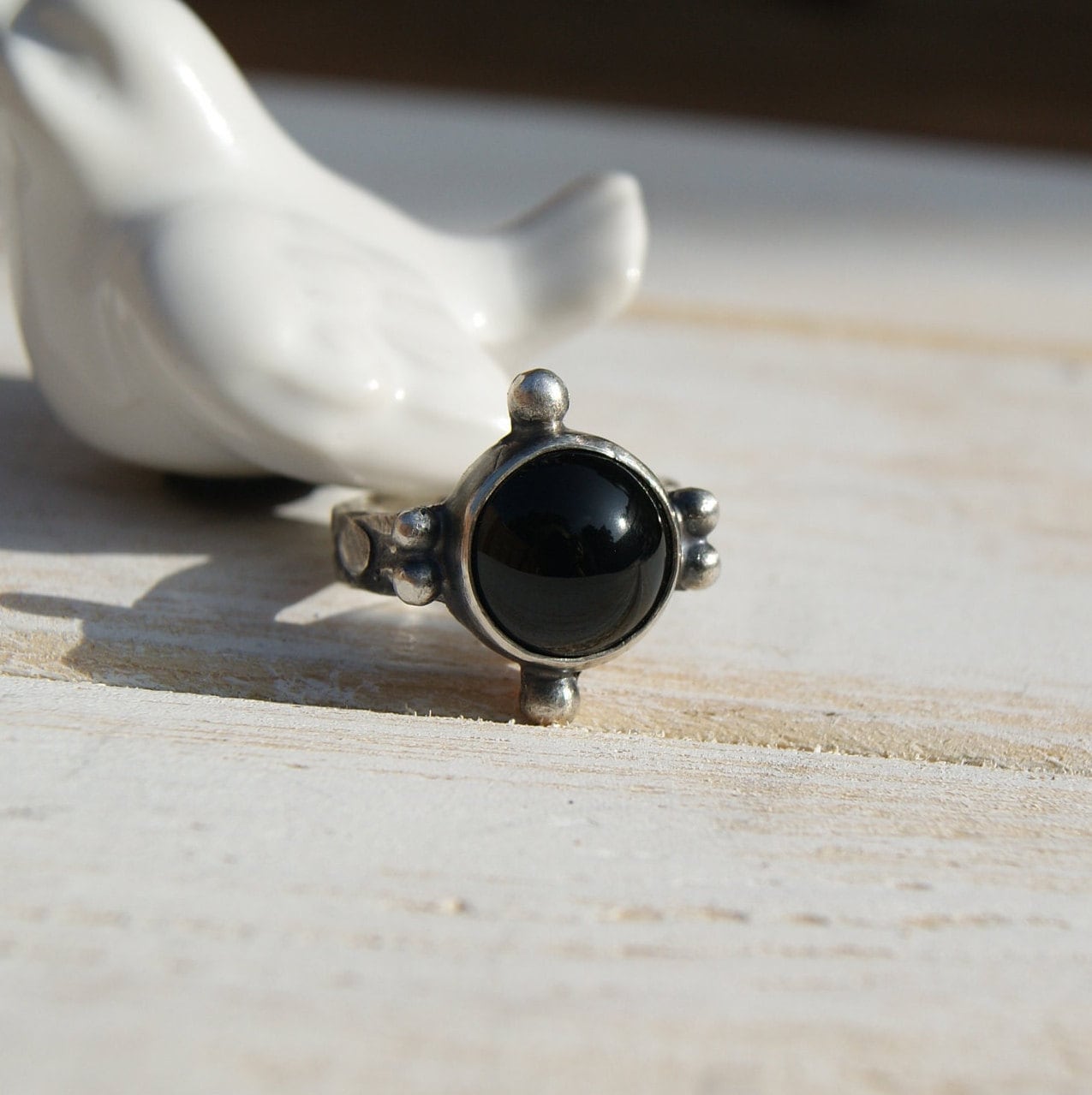 Black Onyx Ring, Boho Rustic Rings