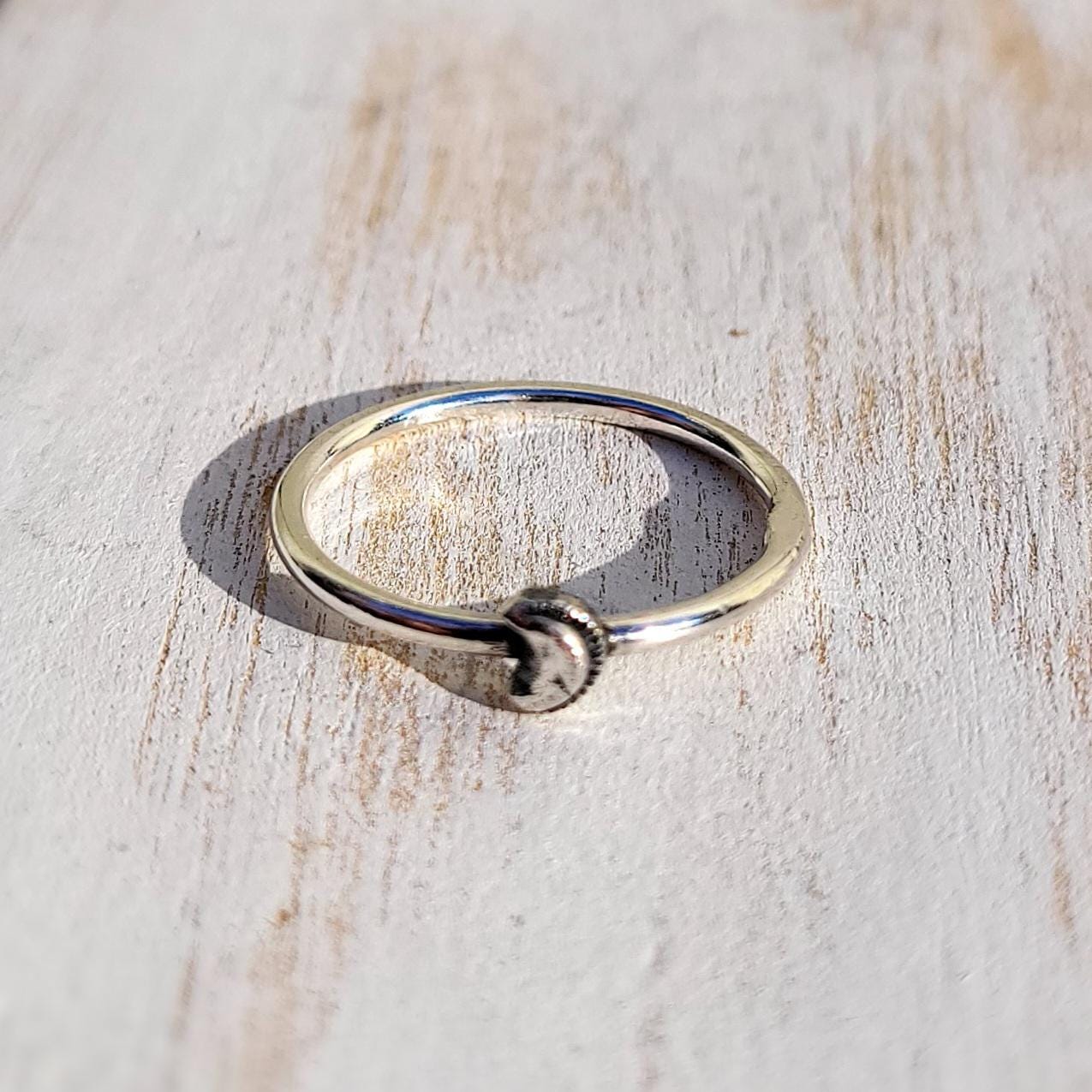 Sterling Silver Moon Ring, Delicate Stacking Ring, Dainty Symbolic Jewellery