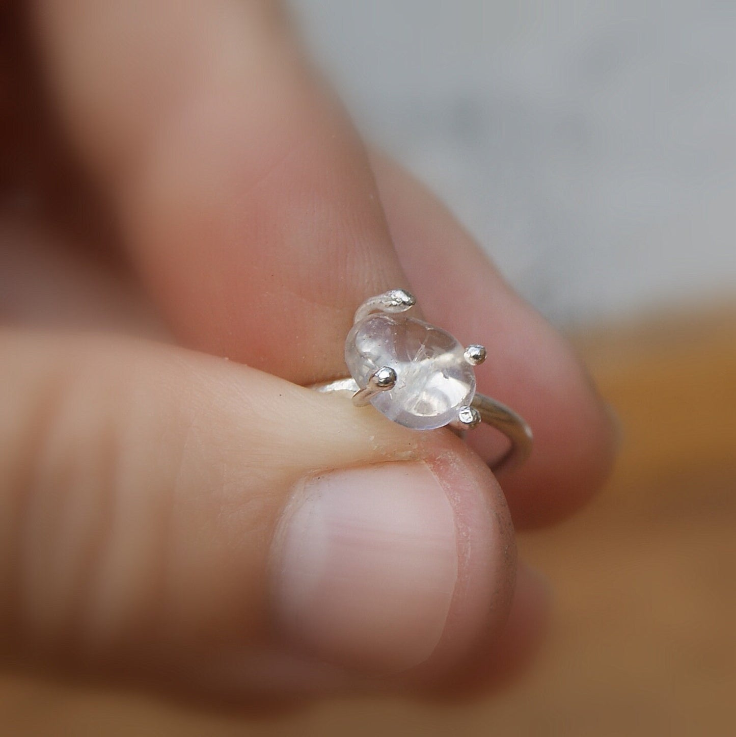 Crystal Quartz Ring, Delicate Stacking Ring, Sterling Silver Pinky Ring