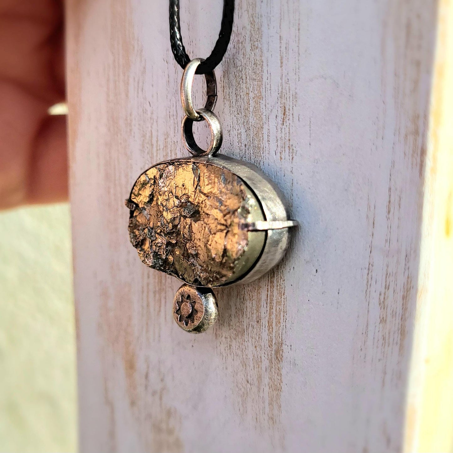 Raw Druzy Pyrite Necklace, One of a Kind Pendant,